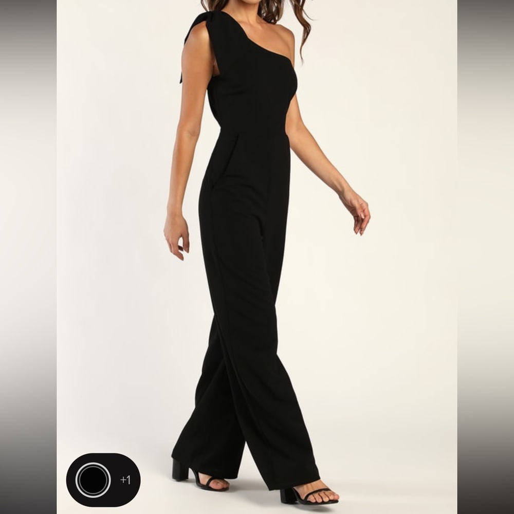 Lulu’s Loveliest Style Black One Shoulder Wide-Leg Jumpsuit!